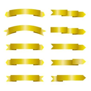 Set of bf empty yellow (gold) ribbons with place for text イラスト素材