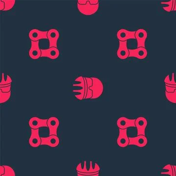 Set Bicycle chain and helmet on seamless pattern. Vector イラスト素材