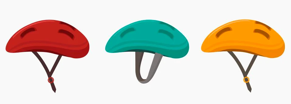 Set of bicycle helmet vector flat illustration. Icon isolated on a white back Illustrazione stock