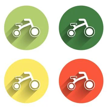 Set Bicycle for kids icon isolated with long shadow background. Color circl.. Stock Illustration