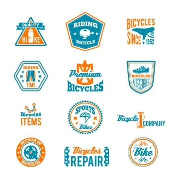 Set of bicycling label Stockillustratie