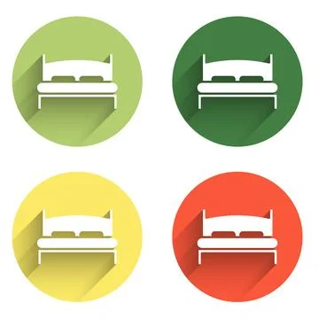 Set Big bed for two or one person icon isolated with long shadow background.. イラスト素材