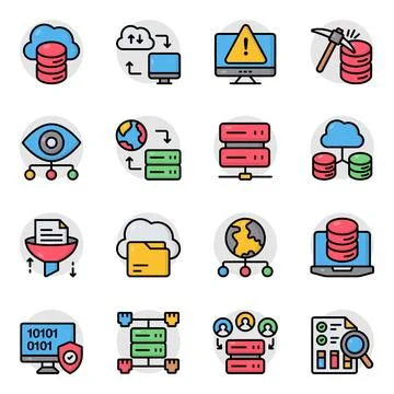 Set of Big Data Flat Icons Stockillustratie