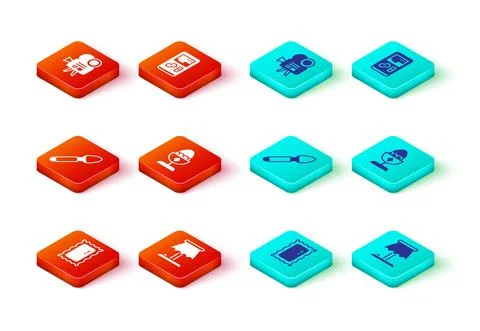 Set Big full length mirror, Table lamp, Silver spoon, Chicken egg stand Stock Illustration