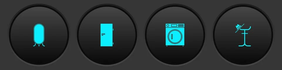 Set Big full length mirror, Closed door, Washer and Coat stand icon. Vector イラスト素材