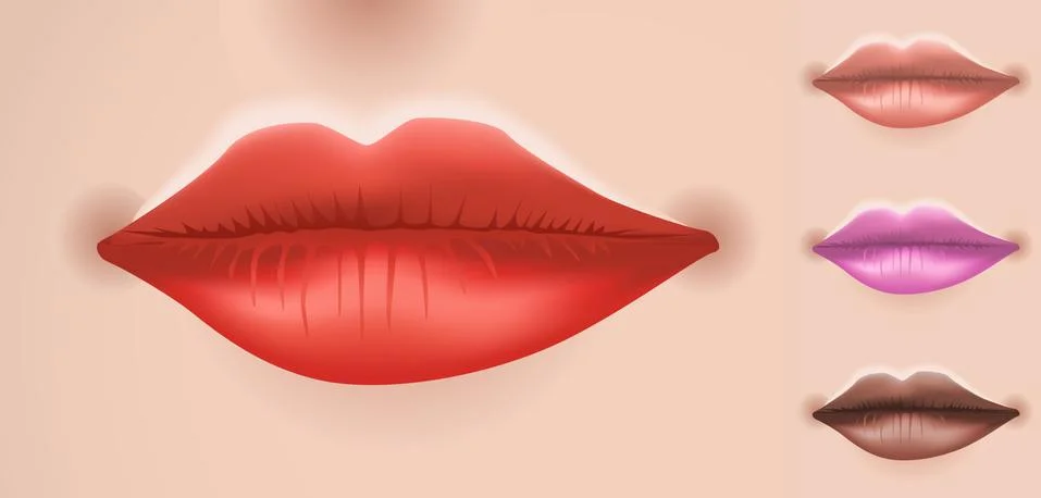 Set of big lips Stock Illustration