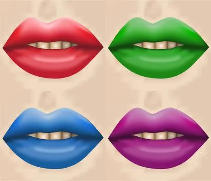 Set of big lips Stock Illustration
