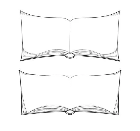 Set of big old open book linear drawing. Vector sketch illustration with place Stock Illustration