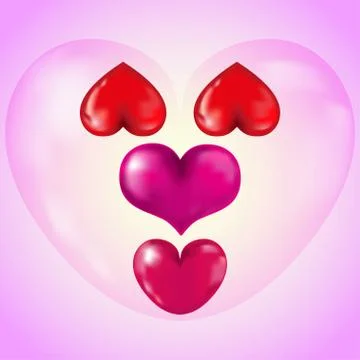 Set of Big Red Hearts Stock Illustration