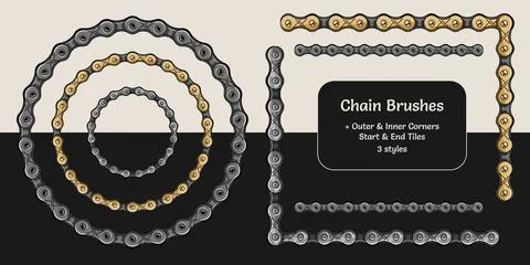 Set of bike chain pattern brushes Stock Illustration