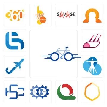 Set of bike, crest, quiznos, devops, hsc, vitruvian man, pilot flying j, make Free Stock Illustration
