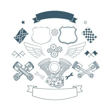 Set of biker label vector elements Stock Illustration
