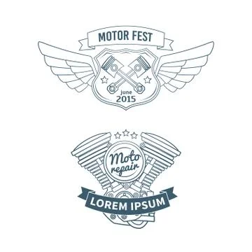 Set of biker vector badges Stock Illustration