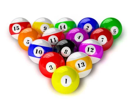 Set of billiard american pool balls isolated on white background Stock Illustration