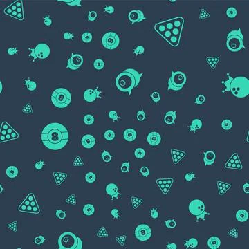 Set Billiard ball, balls in rack triangle, and Bowling on seamless pattern Stock Illustration