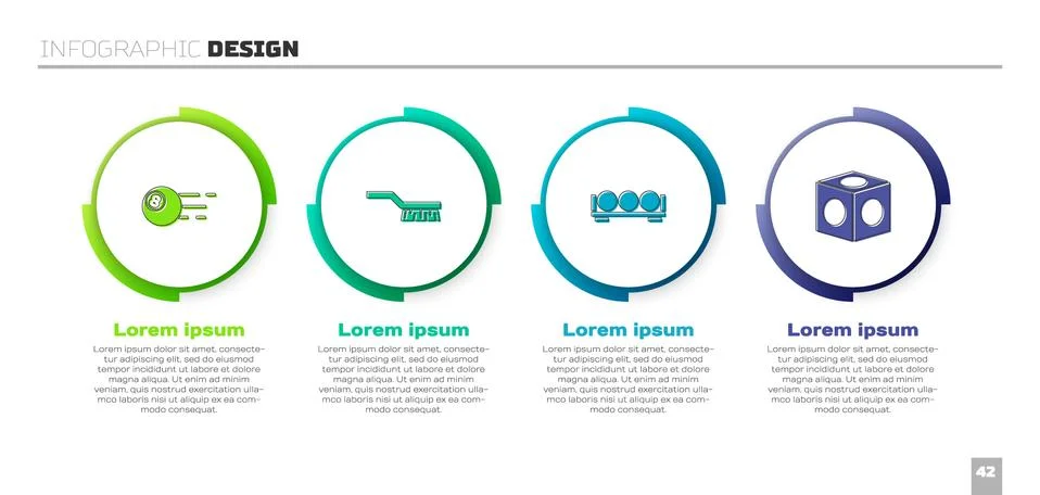 Set Billiard ball, Pool table brush, balls on stand and chalk. Business Stock Illustration