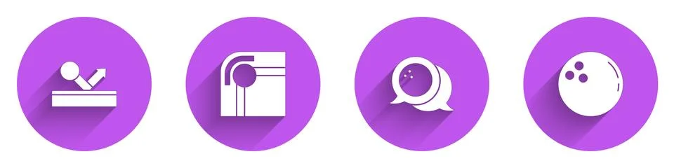 Set Billiard ball, table, Bowling and icon with long shadow. Vector イラスト素材