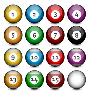 Set of billiard balls Stock Illustration
