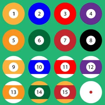 Set of billiard balls Stock Illustration