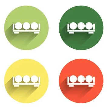 Set Billiard balls on a stand icon isolated with long shadow background. Bi.. Illustrazione stock