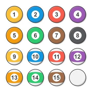 Set Of Billiard Balls Vector Icon Illustration. Balls For Pool Or Snooker G.. Stock Illustration