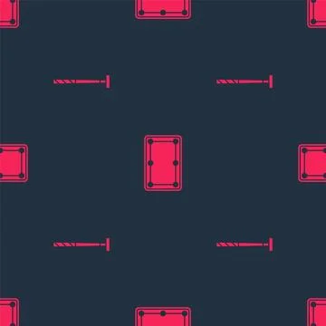 Set Billiard cue and table on seamless pattern. Vector Stock Illustration