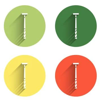 Set Billiard cue icon isolated with long shadow background. Color circle bu.. Illustrazione stock