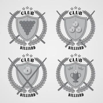 Set of billiard logos and design elements Stock Illustration