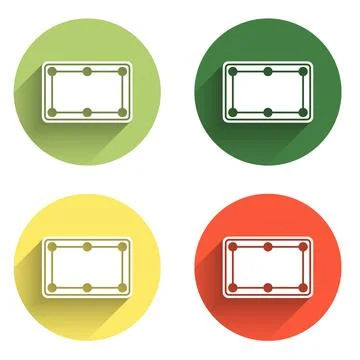 Set Billiard table icon isolated with long shadow background. Pool table. C.. イラスト素材