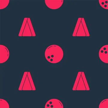 Set Billiard triangle and Bowling ball on seamless pattern. Vector イラスト素材