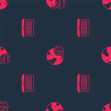 Set Binary code and NFT Digital crypto art on seamless pattern. Vector Stock Illustration