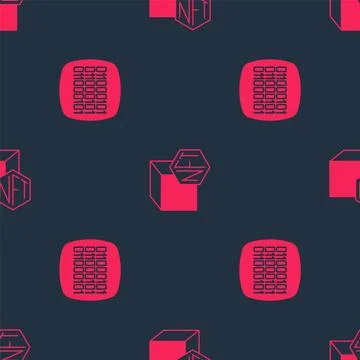 Set Binary code and NFT Digital crypto art on seamless pattern. Vector Stock Illustration