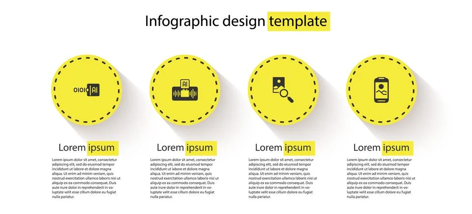 Set Binary code, Artificial intelligence AI, Photo retouching and Mobile phone イラスト素材