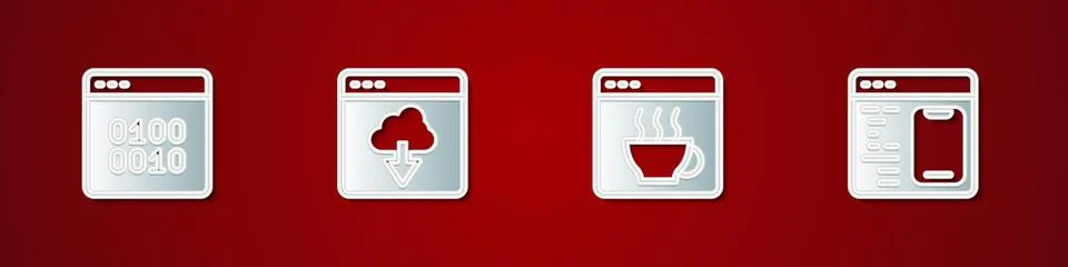 Set Binary code, Cloud technology data transfer, Software and icon. Vector Stock Illustration