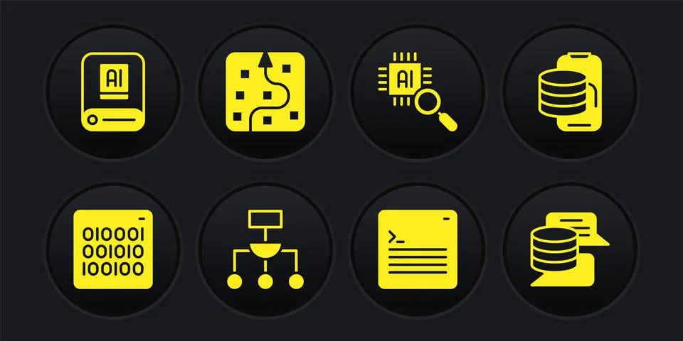 Set Binary code, Cloud technology data transfer, Algorithm, Web developer Illustrazione stock