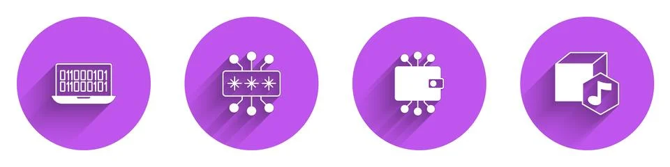 Set Binary code, Cyber security, Cryptocurrency wallet and NFT Digital cryp.. Stock Illustration