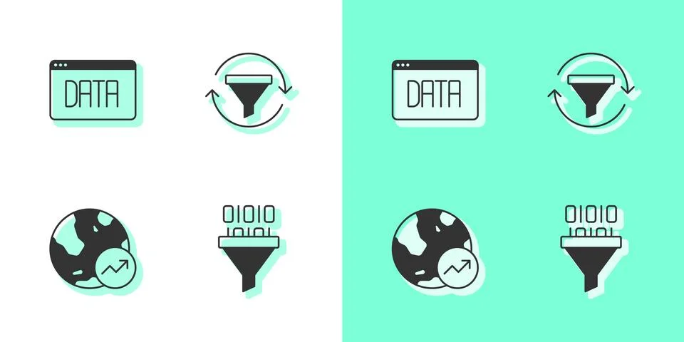 Set Binary code, Data analysis, Financial growth and Sales funnel with char.. Stock Illustration