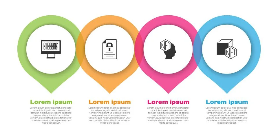 Set Binary code, Document and lock, NFT Digital crypto art and . Business Stock Illustration