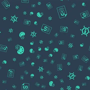 Set Binary code, Document and lock, NFT Digital crypto art and blockchain t.. Stock Illustration