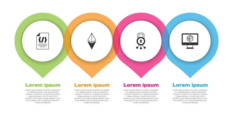 Set Binary code, Ethereum ETH, Cyber security and Monitor with art store ap.. Stock Illustration