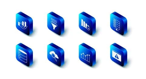 Set Binary code, Financial growth decrease, Server, Browser with exclamation Stockillustratie