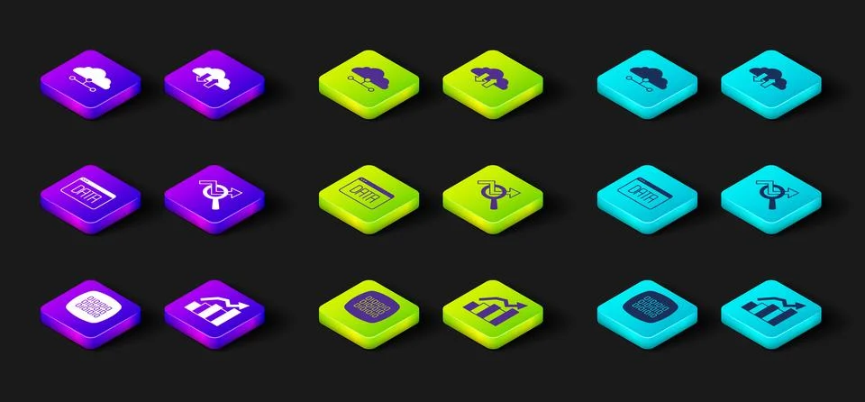 Set Binary code, Financial growth, Data analysis, Search data, Cloud download Illustrazione stock