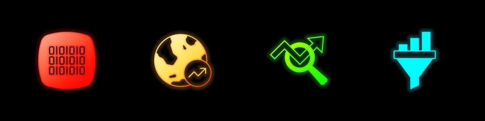 Set Binary code, Financial growth, Search data analysis and Sales funnel wi.. Stockillustratie