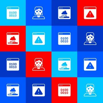 Set Binary code, Hacker or coder, Cloud technology data transfer and Browser Stockillustratie