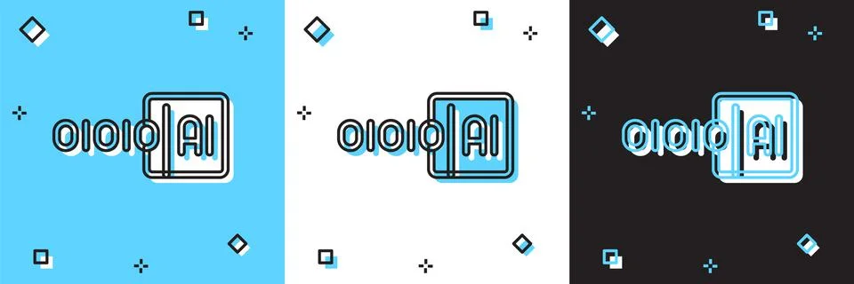 Set Binary code icon isolated on blue and white, black background. Vector 스톡 일러스트