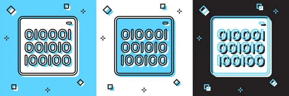 Set Binary code icon isolated on blue and white, black background.  Vector イラスト素材