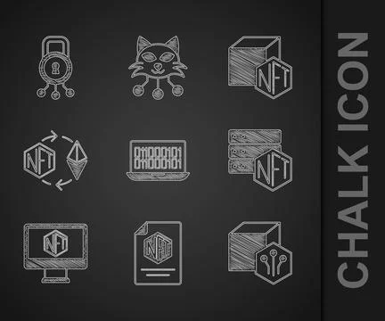 Set Binary code, NFT contract, Digital crypto art, blockchain technology, M.. Illustrazione stock