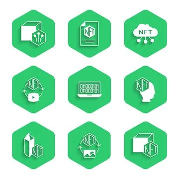 Set Binary code, NFT Digital crypto art, cloud and icon. Vector イラスト素材