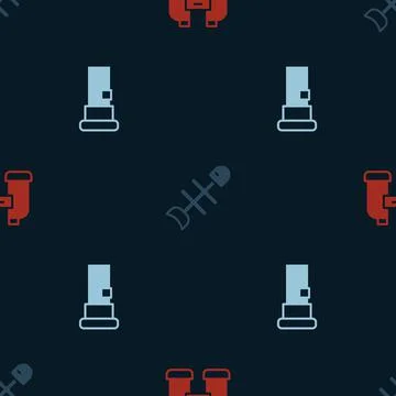Set Binoculars, Dead fish and Cartridges on seamless pattern. Vector イラスト素材
