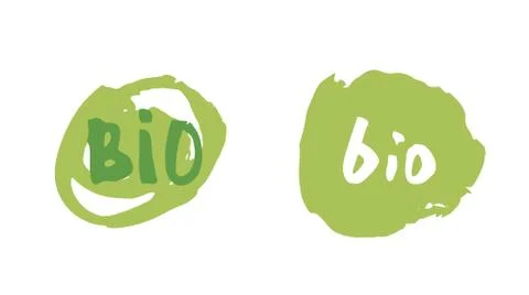 Set of Bio  hand drawn vector badges. Handwritten logo templates. Element for 스톡 일러스트